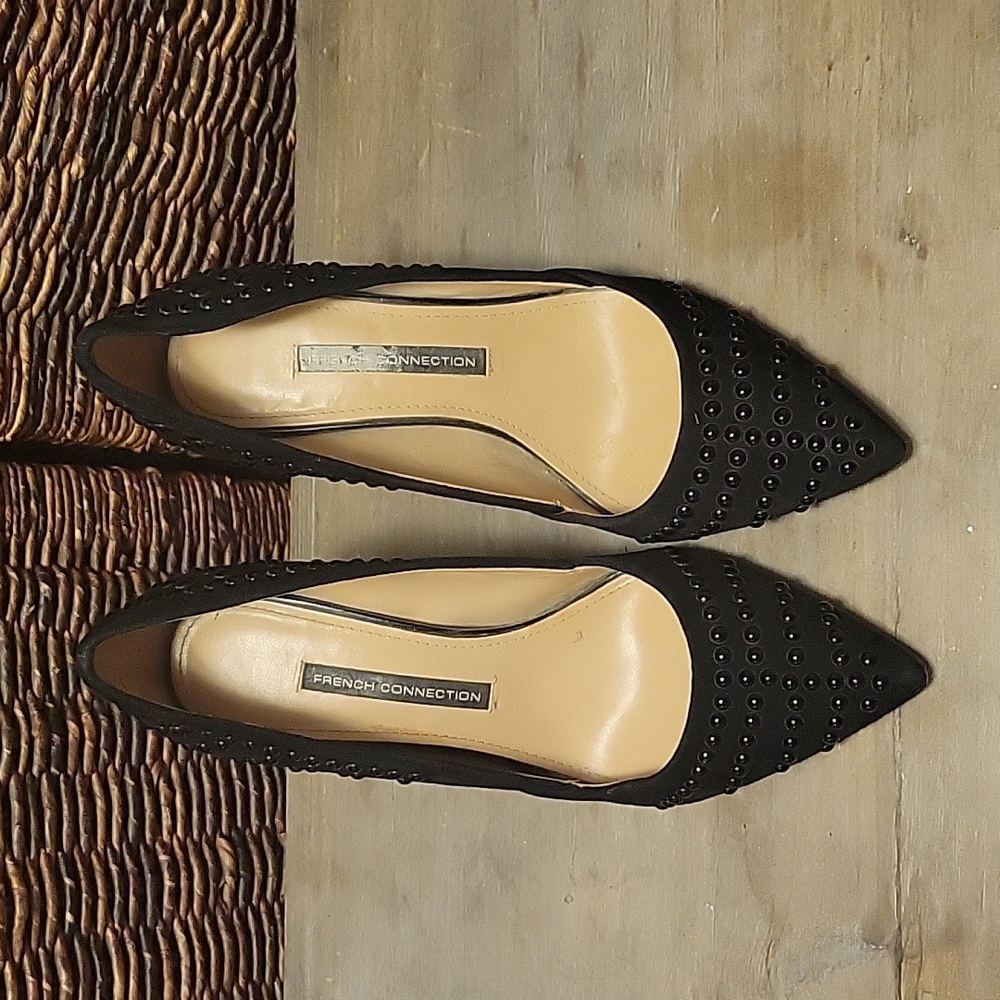French Connection suede and Studded Black Heels